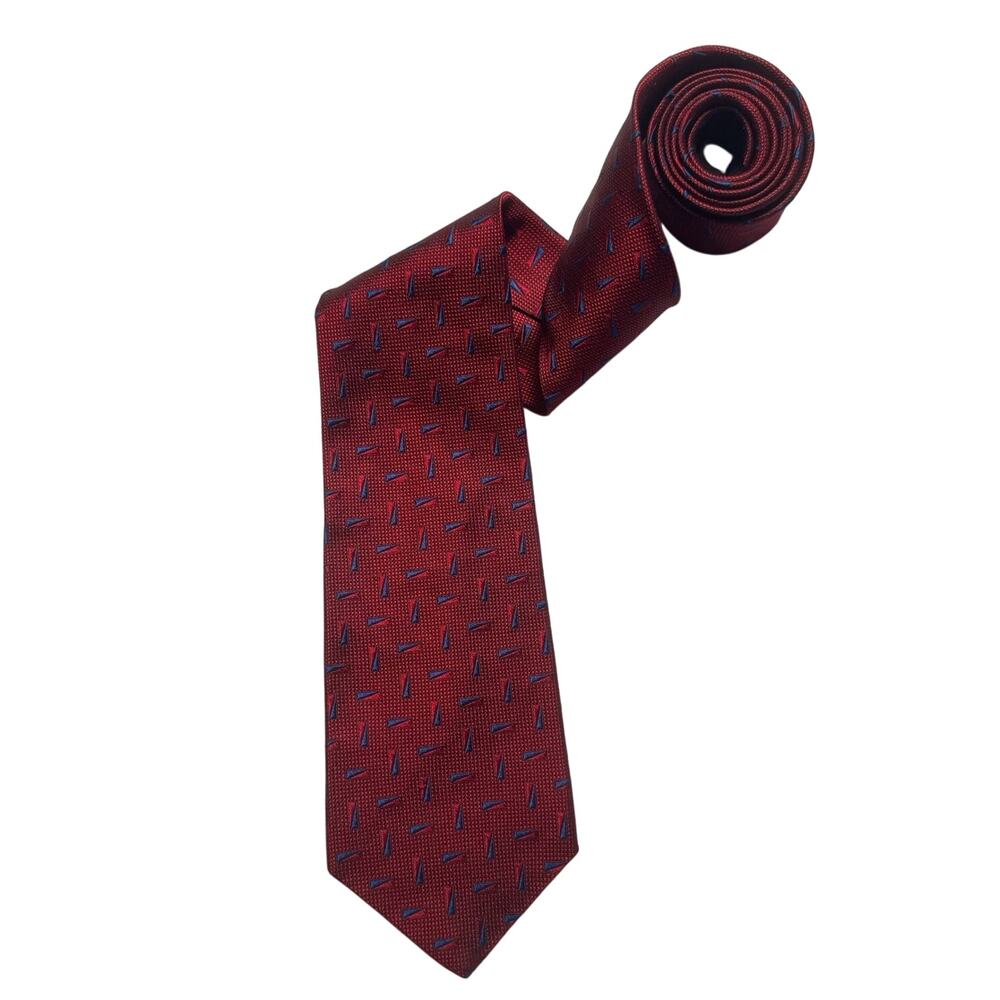 Jos. A. Bank Corporate Collection Silk Tie Red Geometric Hand Sewn USA Classic